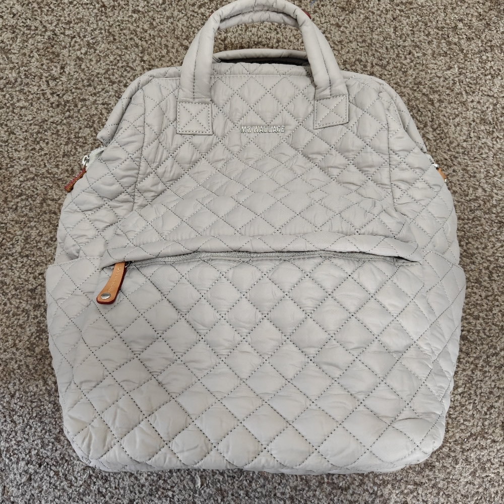 MZ Wallace Ash Gray Utility Backpack with matching wallet